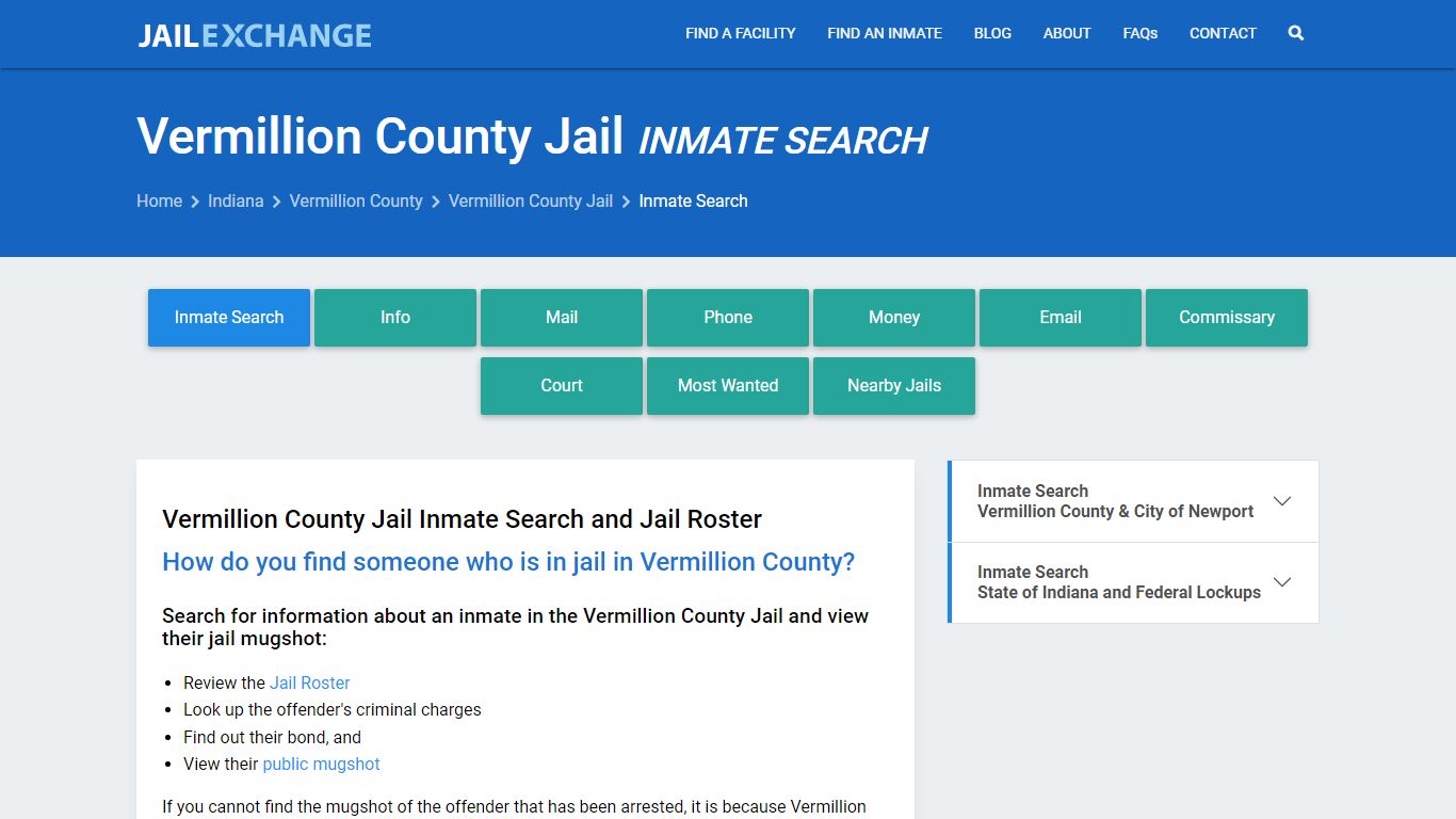 Inmate Search: Roster & Mugshots - Vermillion County Jail, IN